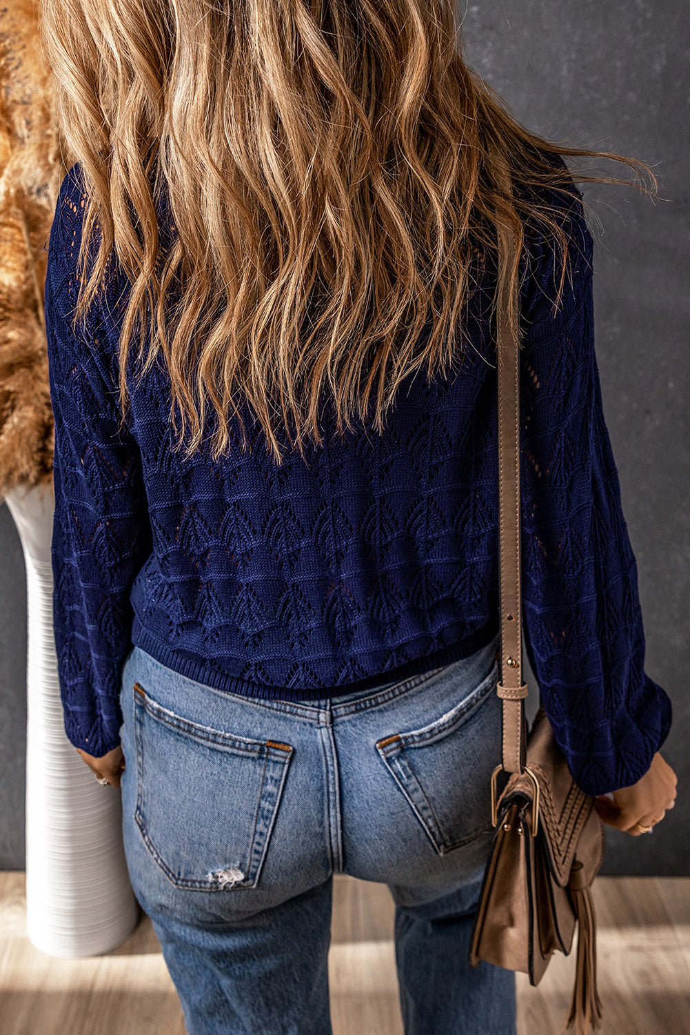 Green Lightweight Buttoned Front Crochet Cardigan