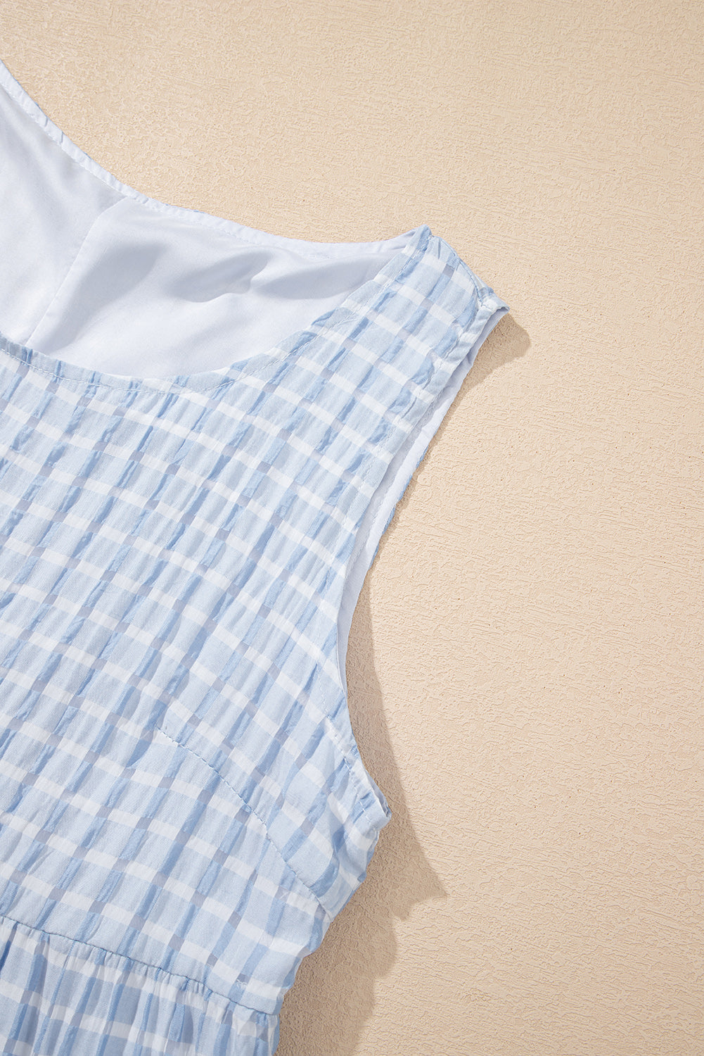 White Gingham High Waist Sleeveless Mini Dress