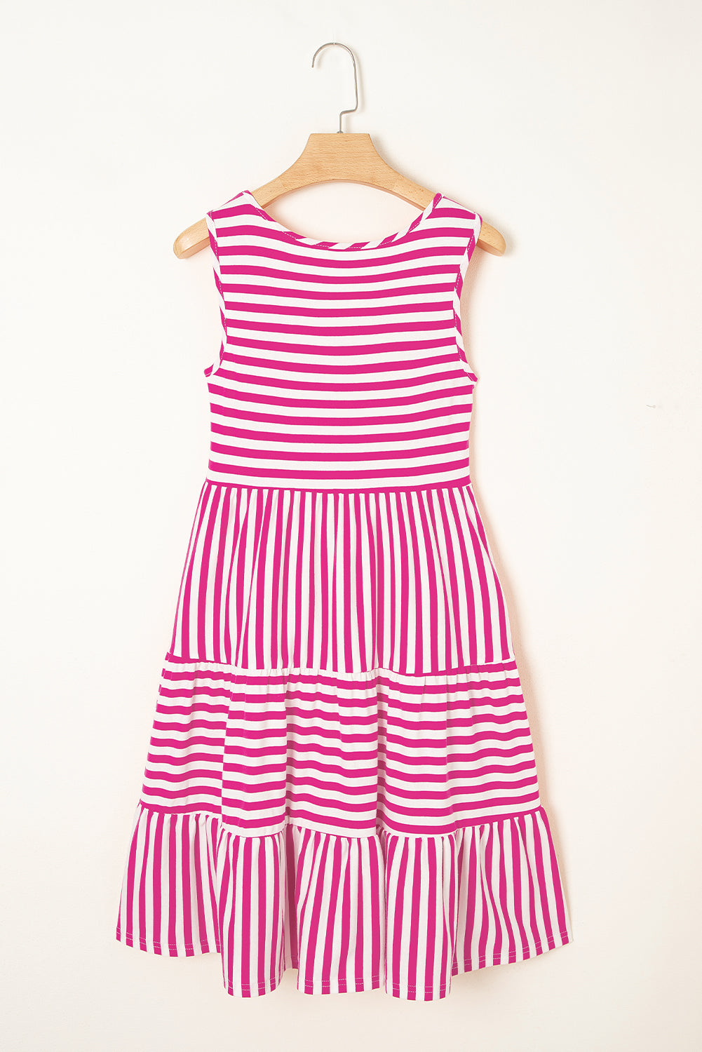 Black Stripe U Neck Sleeveless Loose Fit Mini Dress