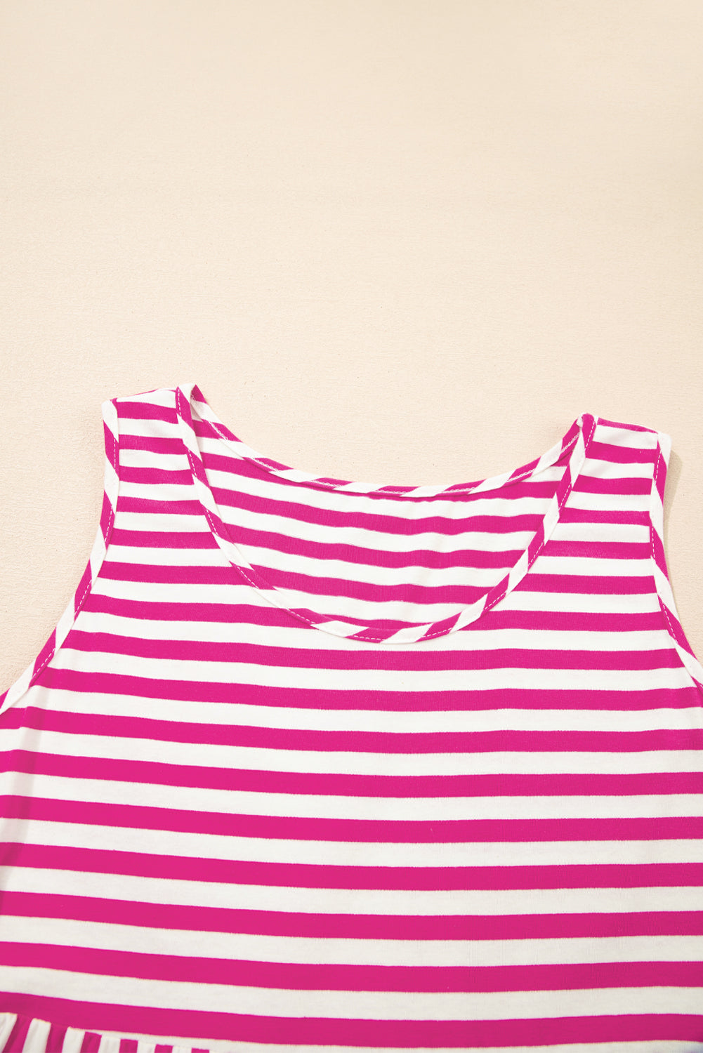 Black Stripe U Neck Sleeveless Loose Fit Mini Dress