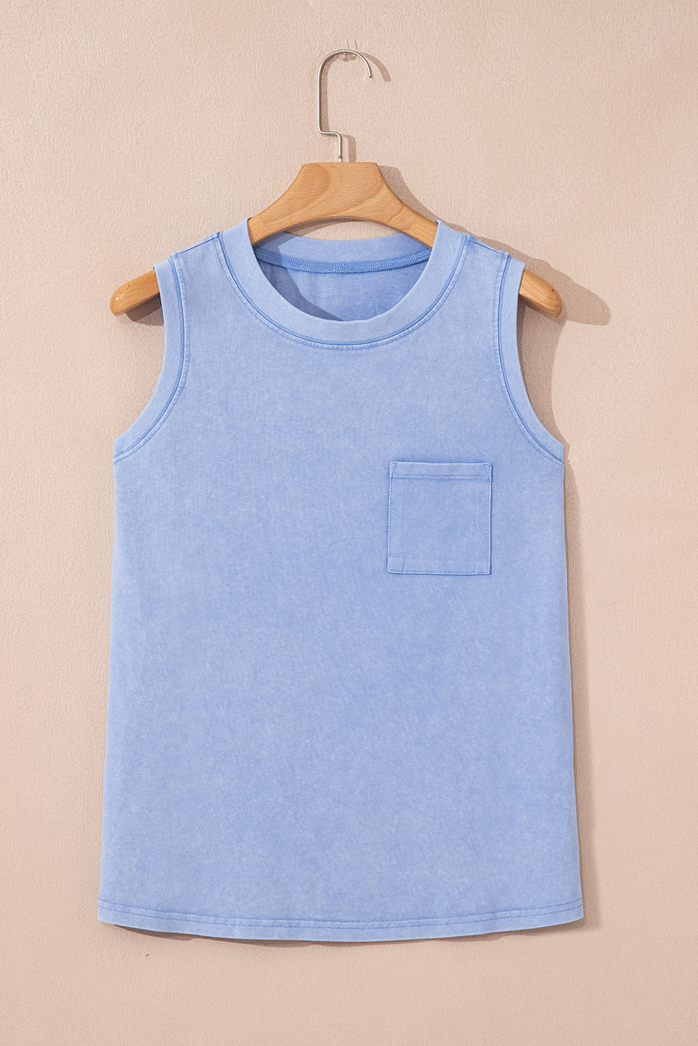 Phalaenopsis Mineral Wash Patched Chest Pocket Tank Top