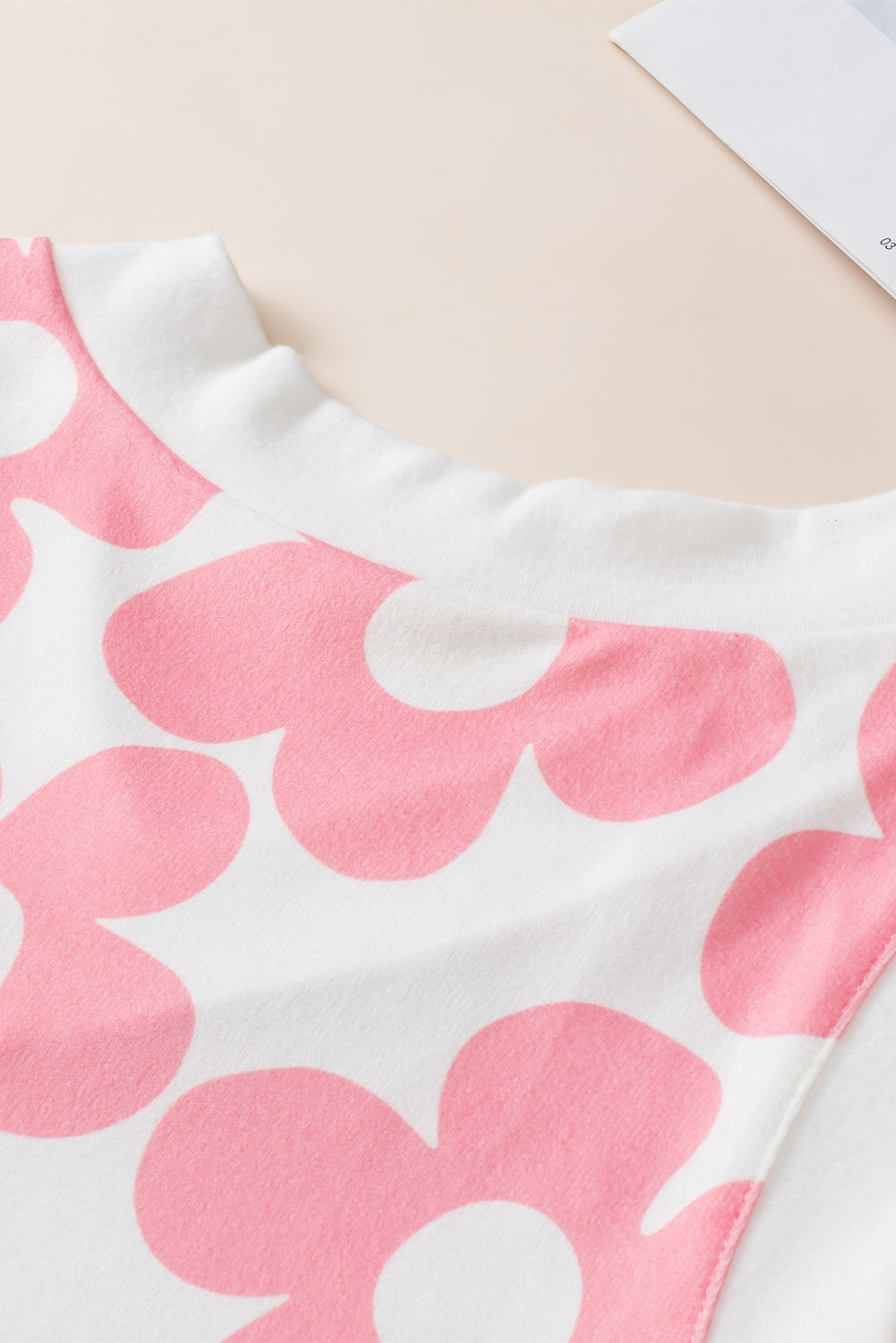 Pink 60s Floral Print V Neck Contrast Trim Knitted Vest
