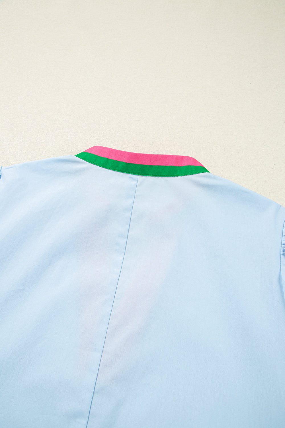 Myosotis Striped Pop of Color V Neck Puff Sleeve Mini Dress
