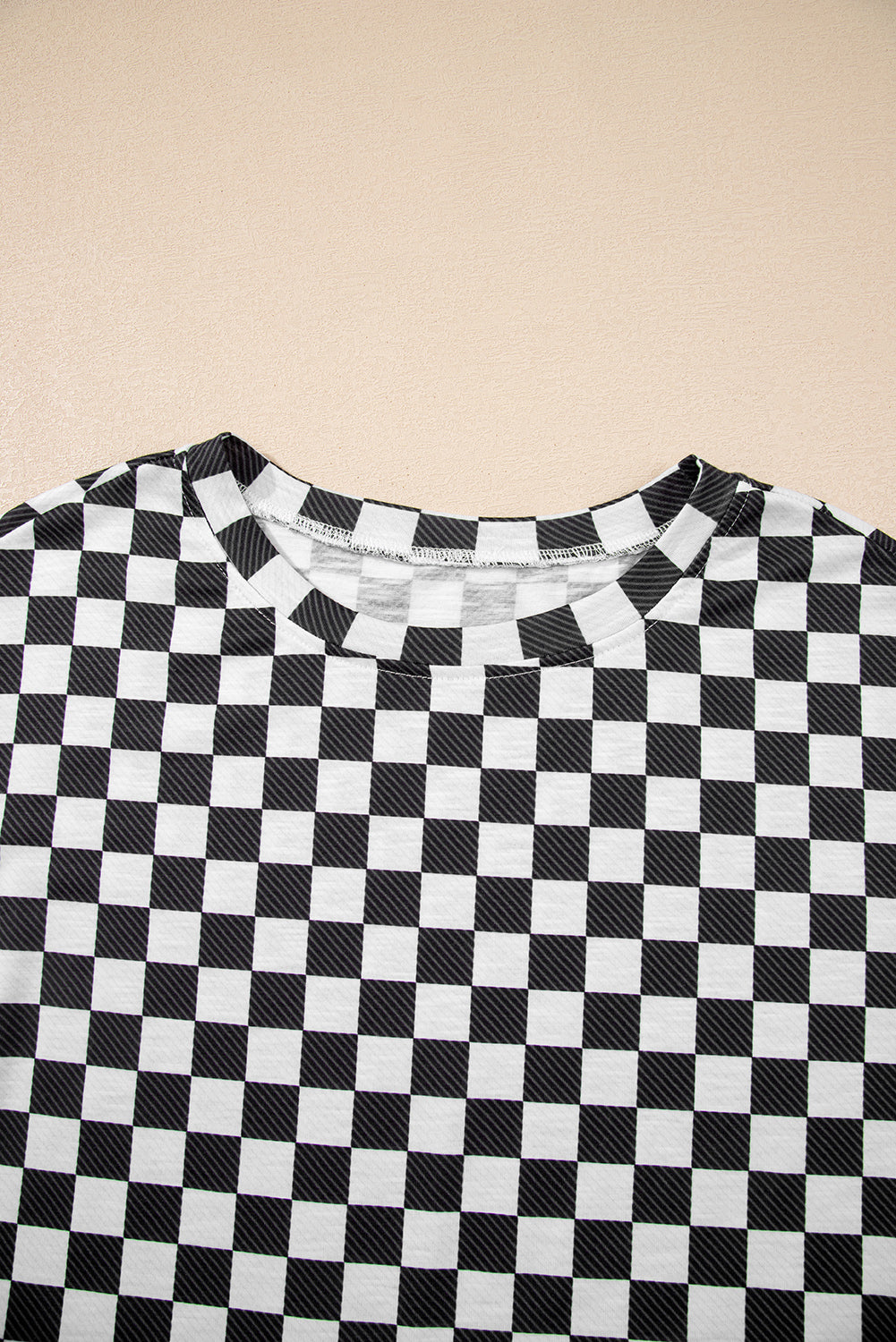 Black Checkerboard T Shirt and High Waist Skorts Set