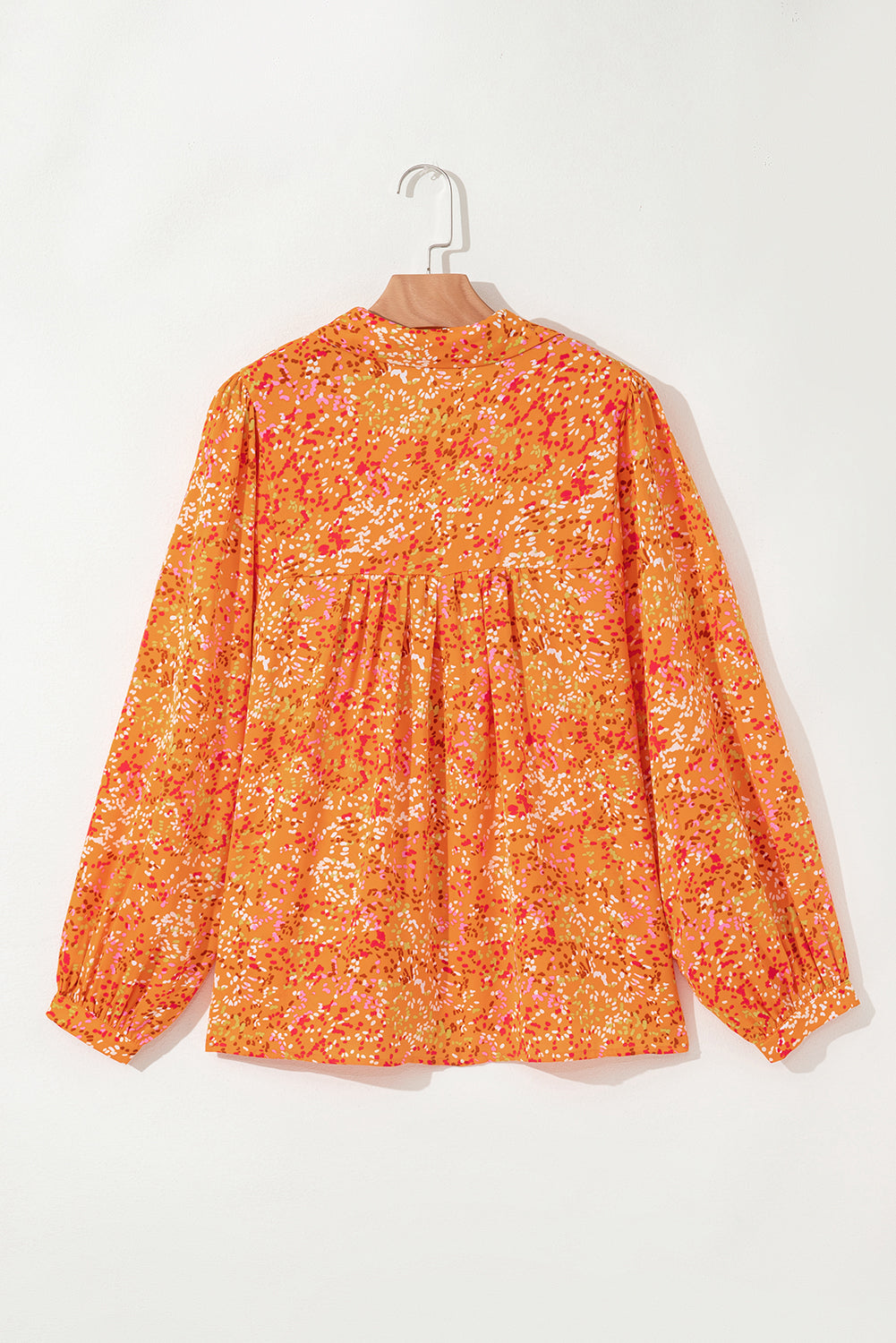 Bonbon Abstract Print Loose Fit Collared V Neck Babydoll Blouse