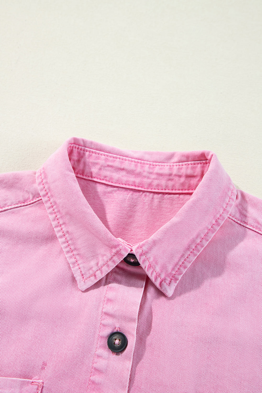 Orchid Petal Double Chest Pocket Denim Shirt Dress