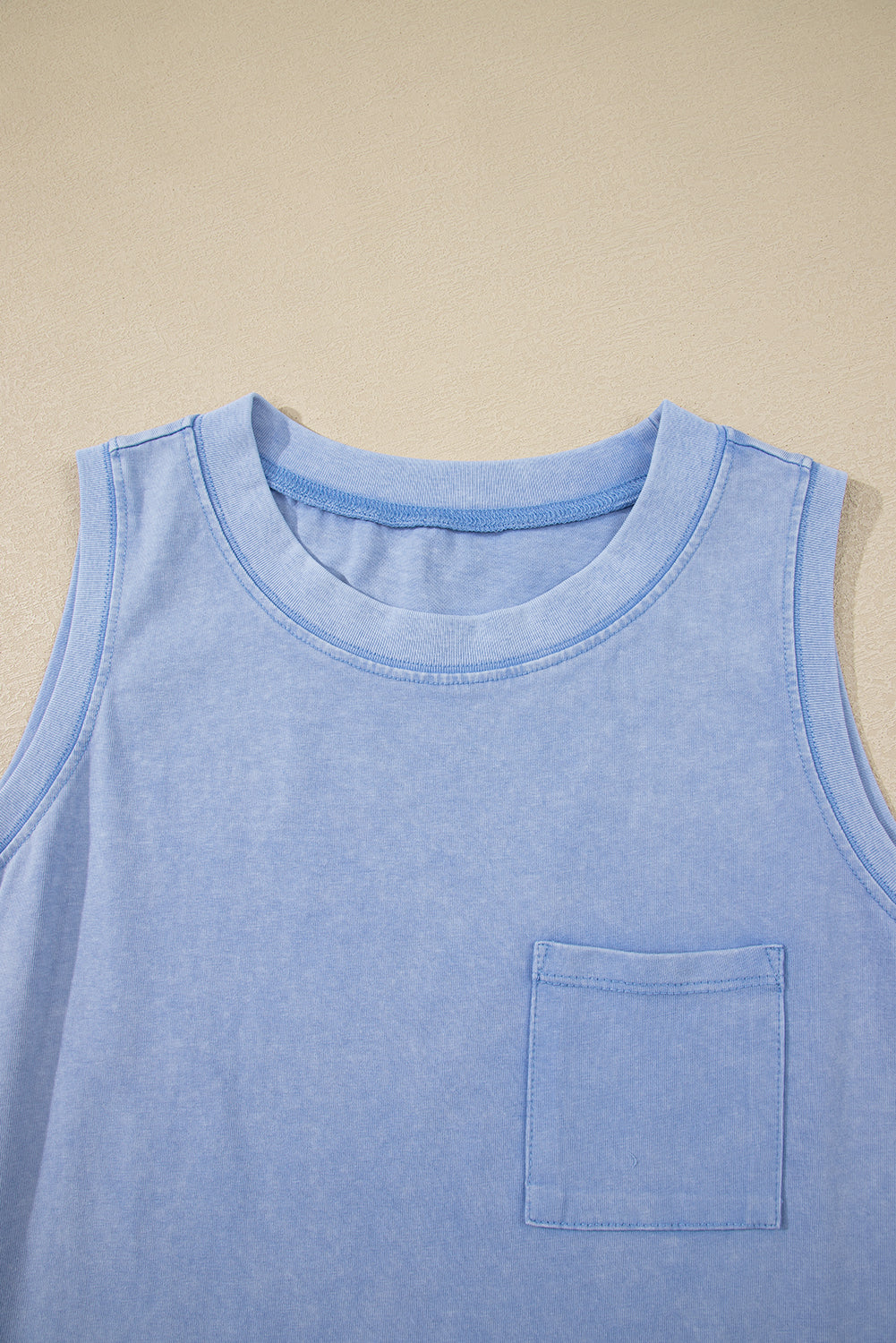 Phalaenopsis Mineral Wash Patched Chest Pocket Tank Top