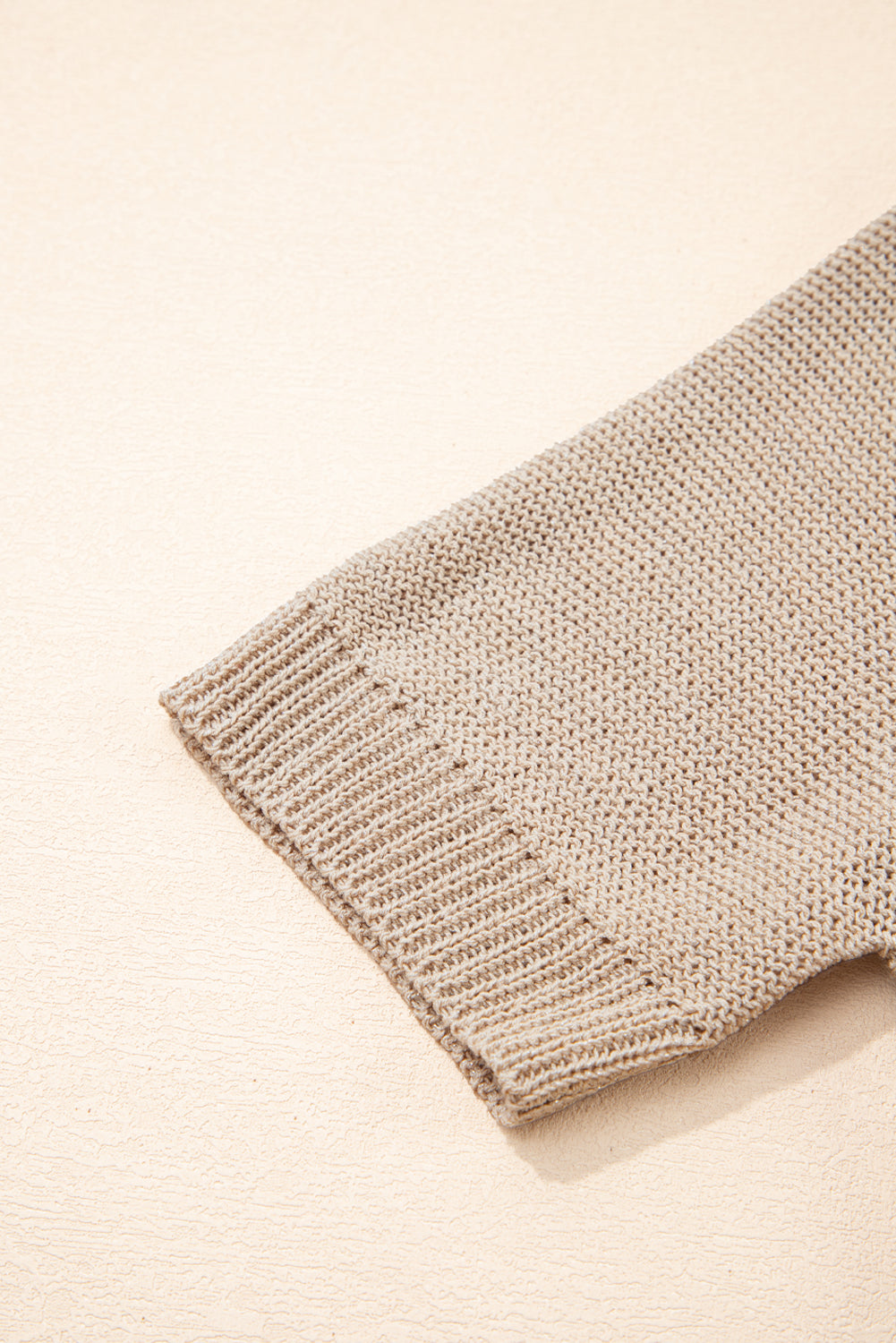 Beige Shiny Plain Short Sleeve Knit Top