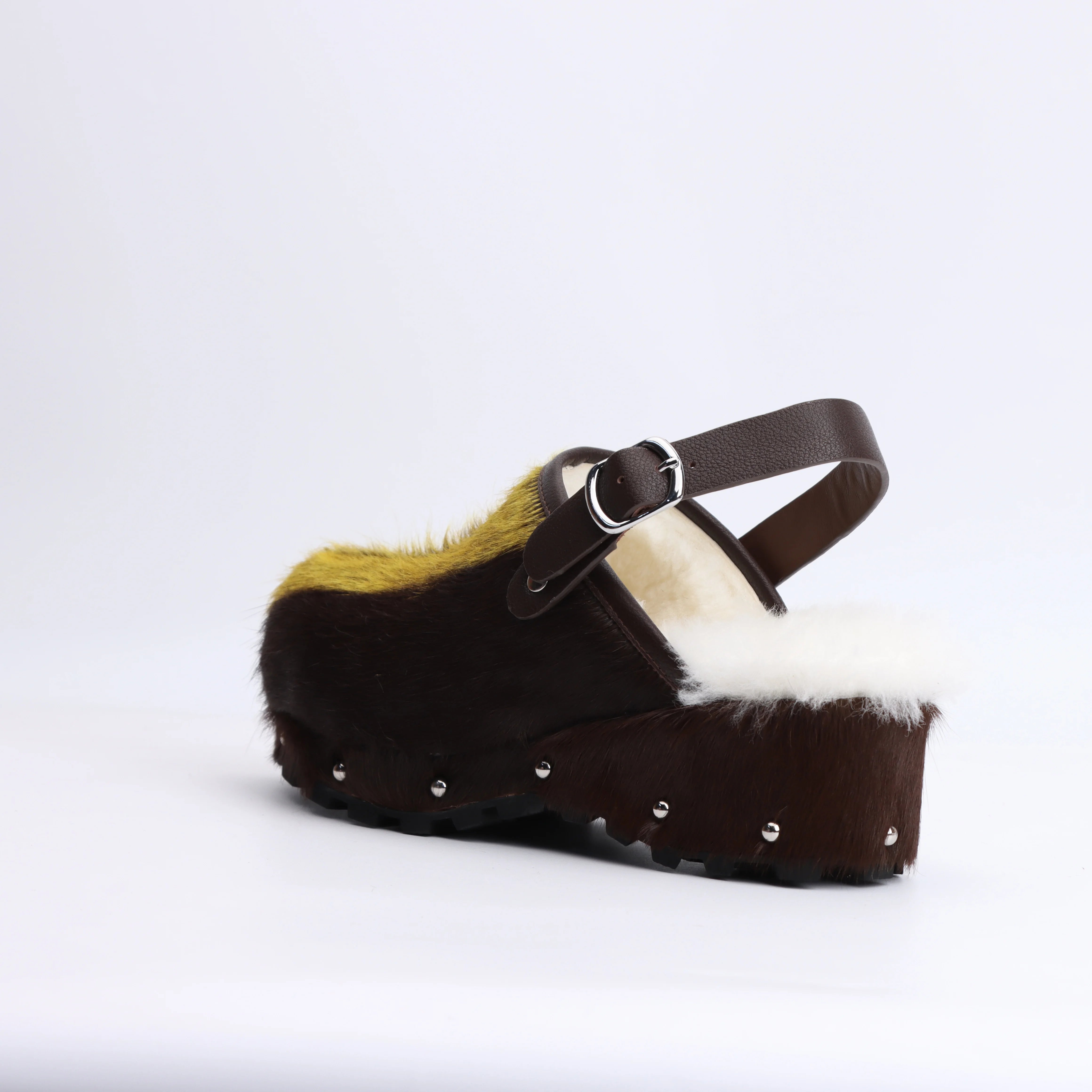 Designer 2025 Luxury Plush Fashion Outerwear Thick Bottom Increased Height Leather Cowhide Boken Women's Sandals