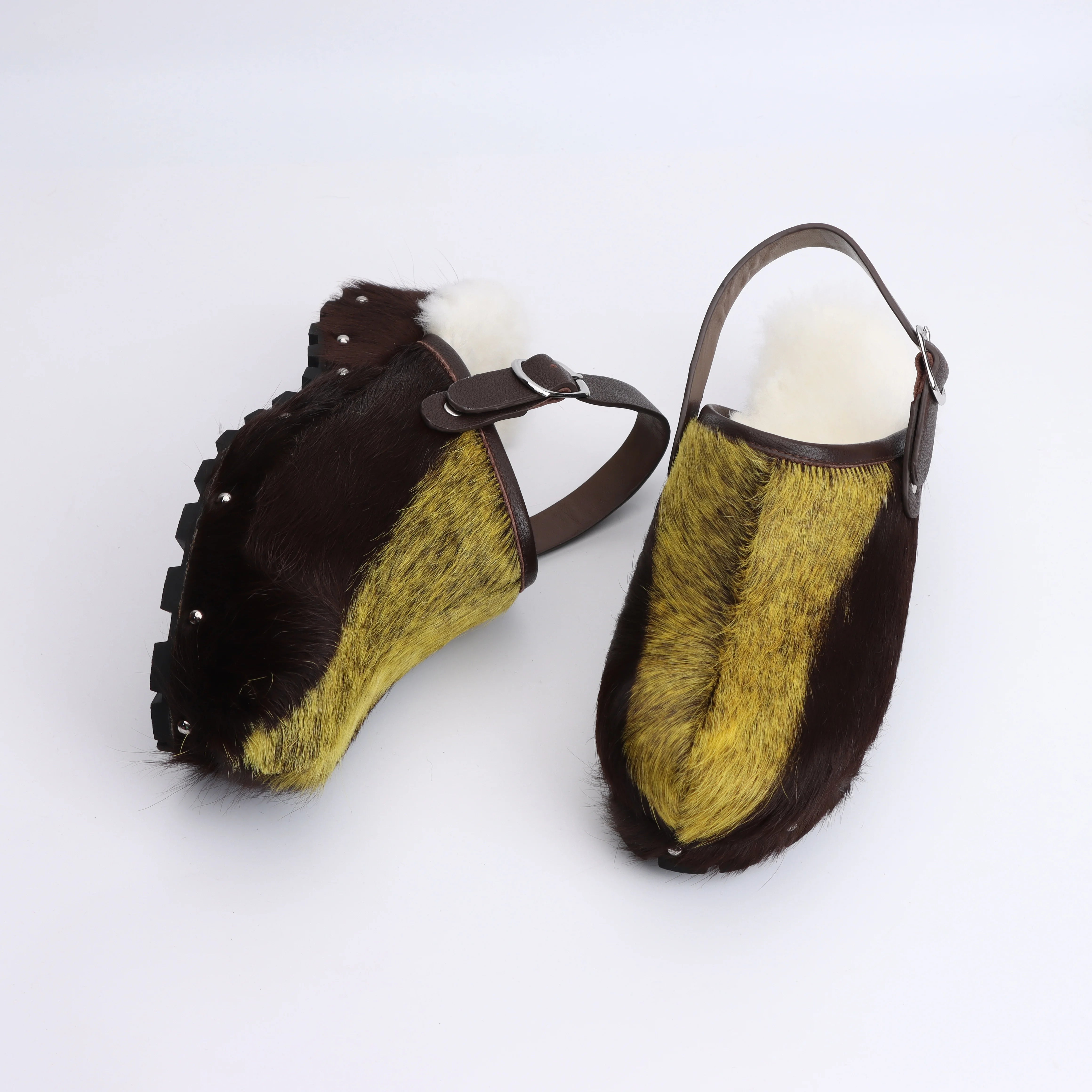 Designer 2025 Luxury Plush Fashion Outerwear Thick Bottom Increased Height Leather Cowhide Boken Women's Sandals