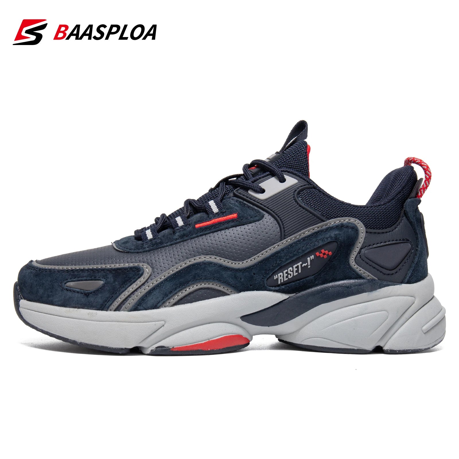 Baasploa Lightweight Running Shoes For Men New Men's Designer Leather Casual Sneakers Lace Up Male Outdoor Sports Shoes Tennis