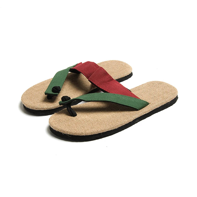 Summer Flax flip flops Women Men Casual Linen Slides Multi-Style Non-Slip EVA Home Flip Flops Indoor Shoes Female Beach Sandals