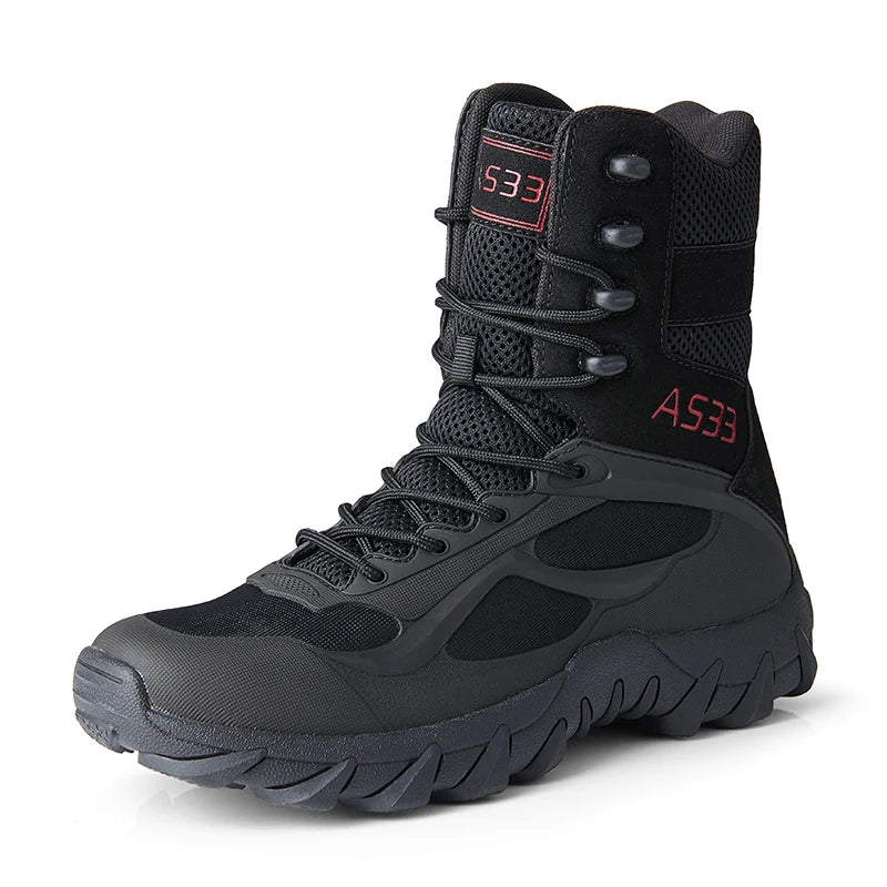 Bottes montantes en cuir de haute qualité pour hommes, respirantes, antidérapantes, idéales pour le combat dans le désert