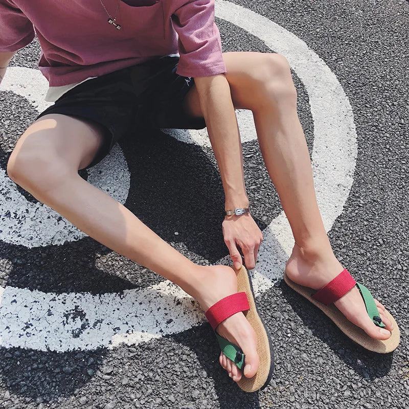Summer Flax flip flops Women Men Casual Linen Slides Multi-Style Non-Slip EVA Home Flip Flops Indoor Shoes Female Beach Sandals