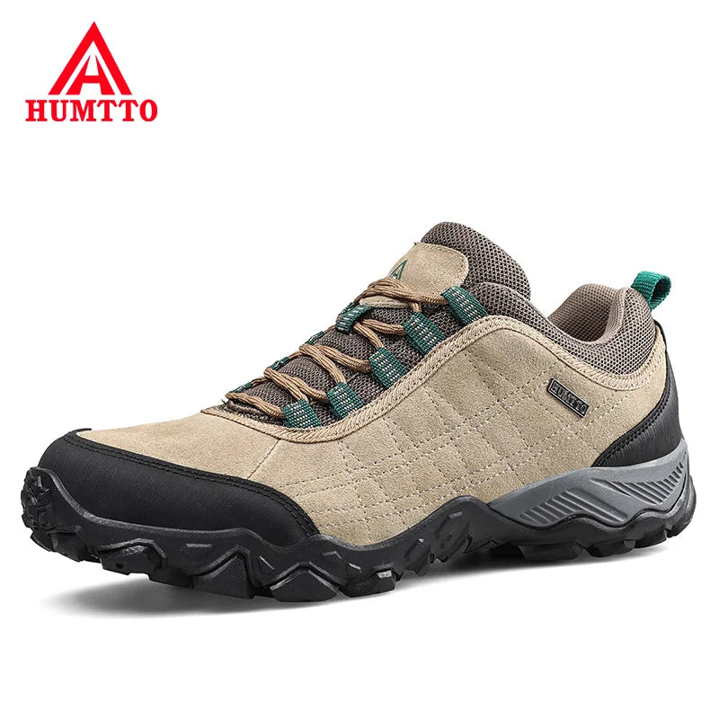 Humtto – Chaussures de randonnée en cuir résistantes à l’usure pour hommes, chaussures de sport de plein air à lacets, baskets d’escalade, de trekking et de chasse