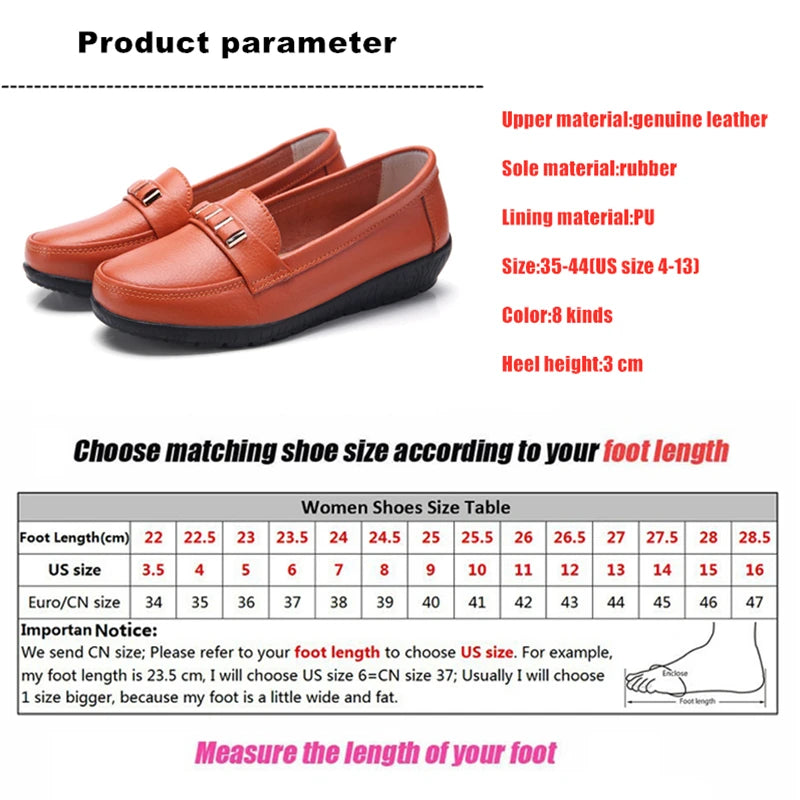 WOIZGIC Chaussures plates en cuir véritable pour femmes, mocassins à plateforme, à enfiler, grande taille 42 43 44, printemps