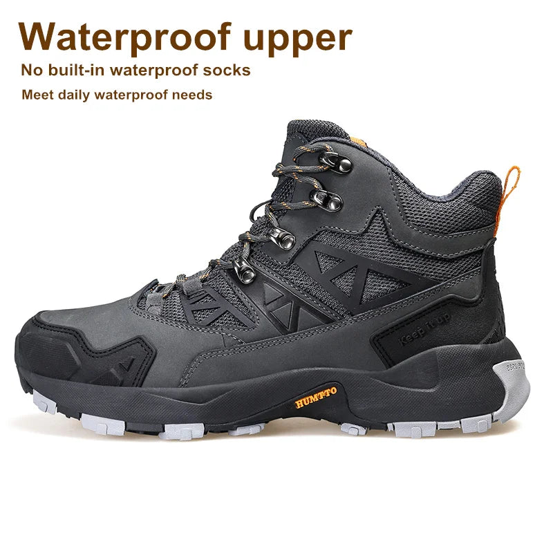 HUMTTO Waterproof Hiking Shoes Winter Leather Hunting Trekking Sneakers for Men Outdoor Sport Walking Tactical Safety Boots Mens