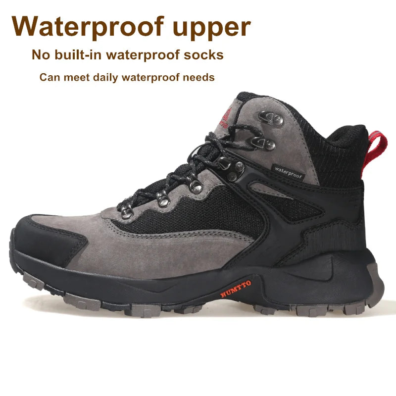 HUMTTO Waterproof Hiking Shoes Winter Leather Hunting Trekking Sneakers for Men Outdoor Sport Walking Tactical Safety Boots Mens