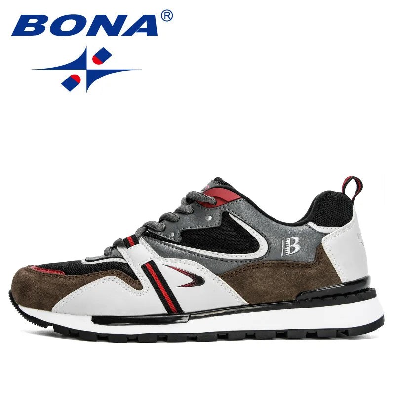 BONA New Designers Action Leather Sport Shoes Man Sneakers Running Shoes Men Tennis Male Walking Footwear Trendy Fitness