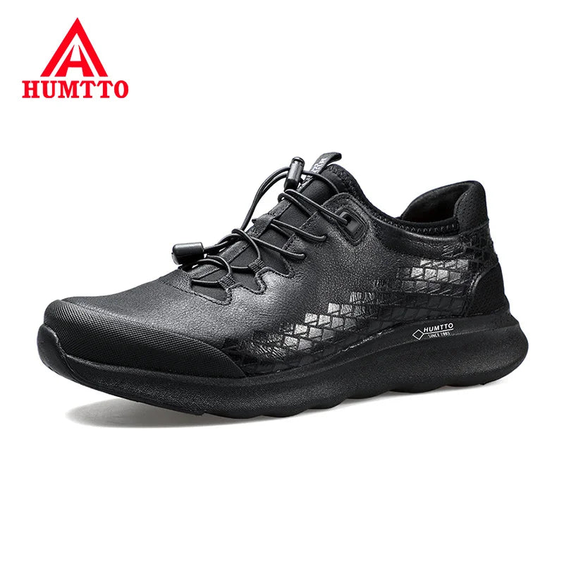 Chaussures de randonnée en cuir véritable de haute qualité pour hommes, baskets d'extérieur à bande élastique, souples, antidérapantes, légères, pour le trekking