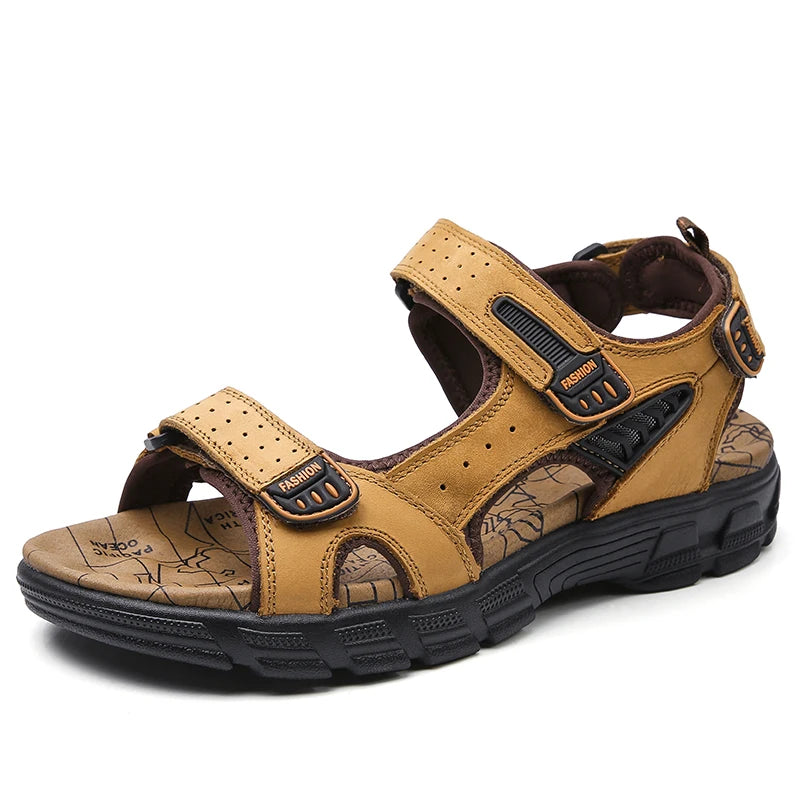Sandales classiques pour hommes, sandales d'été en cuir véritable, sandales d'extérieur décontractées et légères, baskets tendance pour hommes, tailles 38 à 46