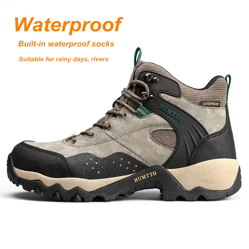 HUMTTO Waterproof Hiking Shoes Winter Leather Hunting Trekking Sneakers for Men Outdoor Sport Walking Tactical Safety Boots Mens