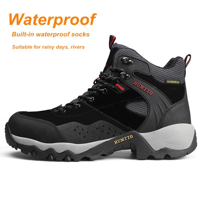 HUMTTO Waterproof Hiking Shoes Winter Leather Hunting Trekking Sneakers for Men Outdoor Sport Walking Tactical Safety Boots Mens