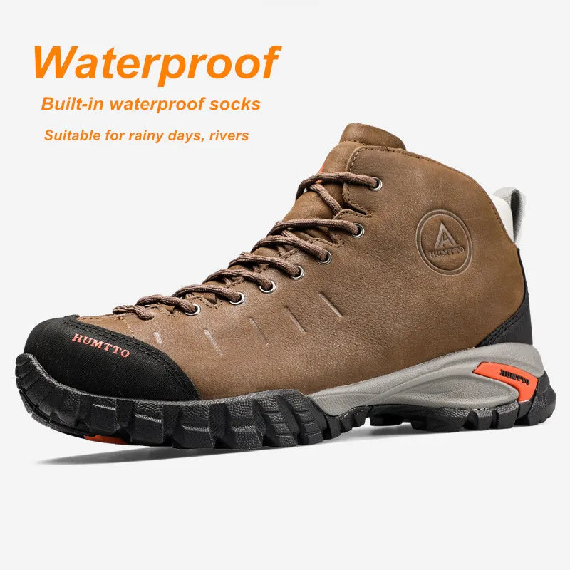 HUMTTO Waterproof Hiking Shoes Winter Leather Hunting Trekking Sneakers for Men Outdoor Sport Walking Tactical Safety Boots Mens