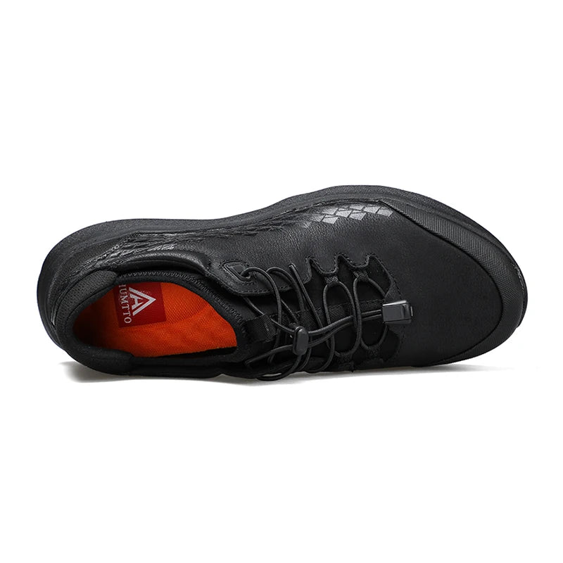 Chaussures de randonnée en cuir véritable de haute qualité pour hommes, baskets d'extérieur à bande élastique, souples, antidérapantes, légères, pour le trekking