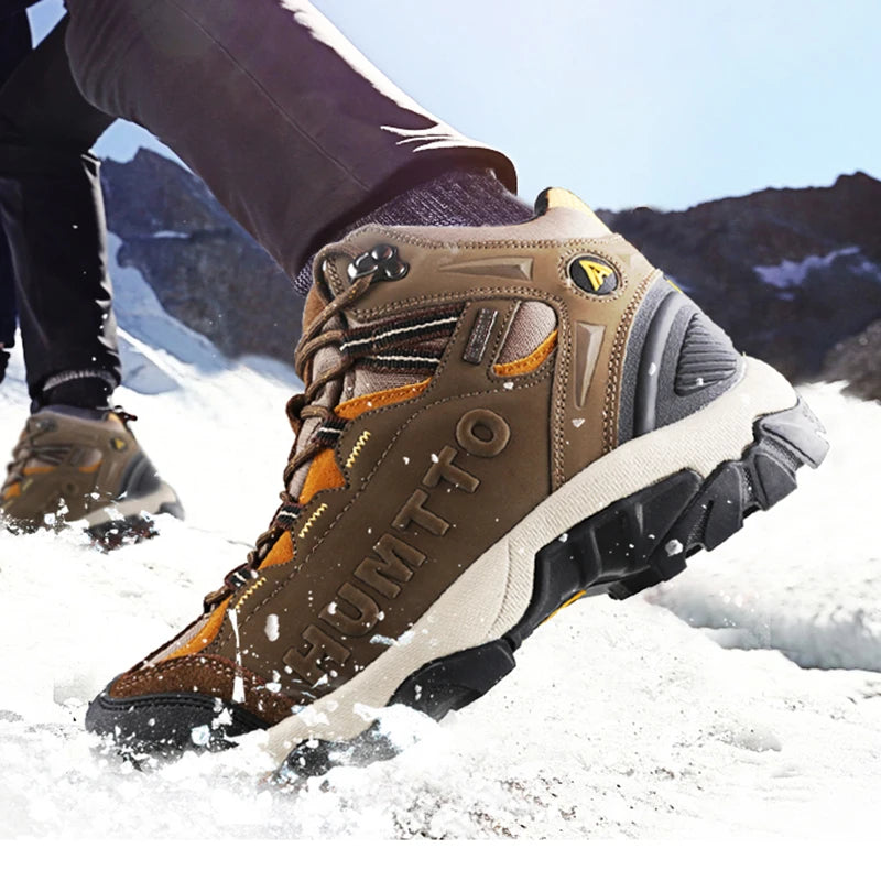 HUMTTO 2020 Bottes de randonnée imperméables et respirantes à lacets pour homme et femme, baskets d'extérieur en cuir pour escalade, trekking et tourisme