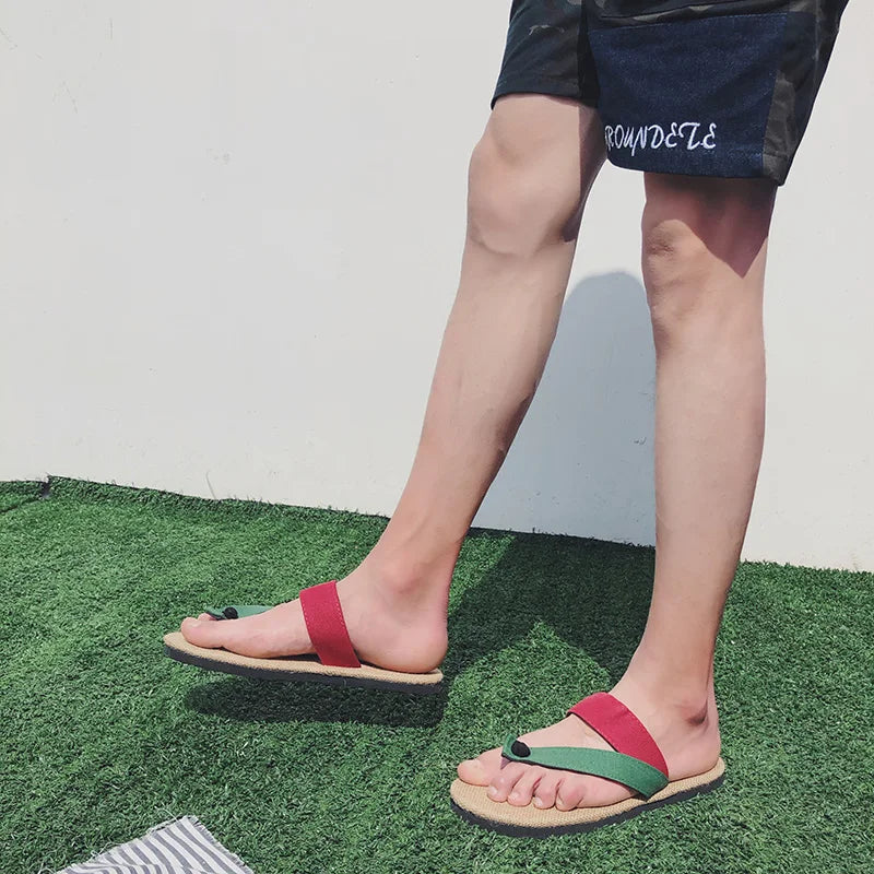 Summer Flax flip flops Women Men Casual Linen Slides Multi-Style Non-Slip EVA Home Flip Flops Indoor Shoes Female Beach Sandals