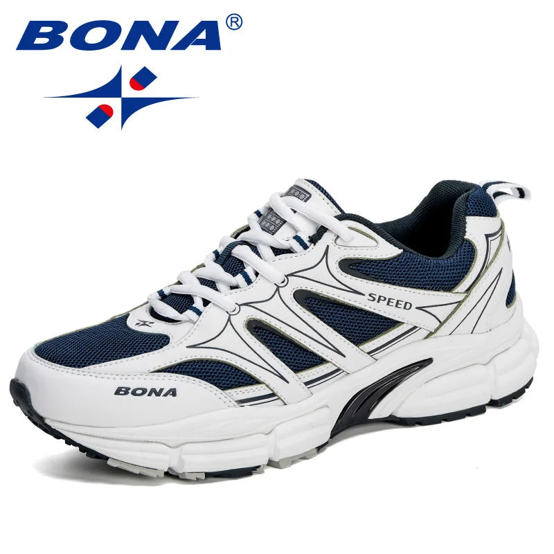 BONA 2020 New Designers Mesh Action Leather Casual Shoes Men Fashion Shoes Man Walking Platform Sneakers Leisure Footwear Comfy