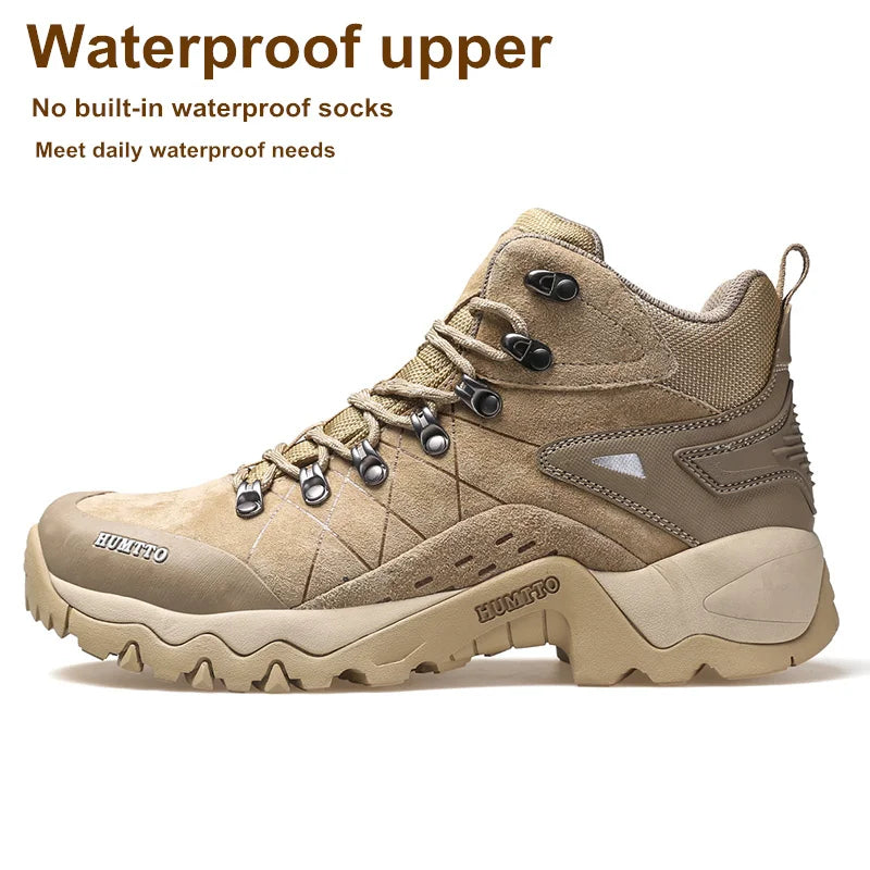 HUMTTO Waterproof Hiking Shoes Winter Leather Hunting Trekking Sneakers for Men Outdoor Sport Walking Tactical Safety Boots Mens