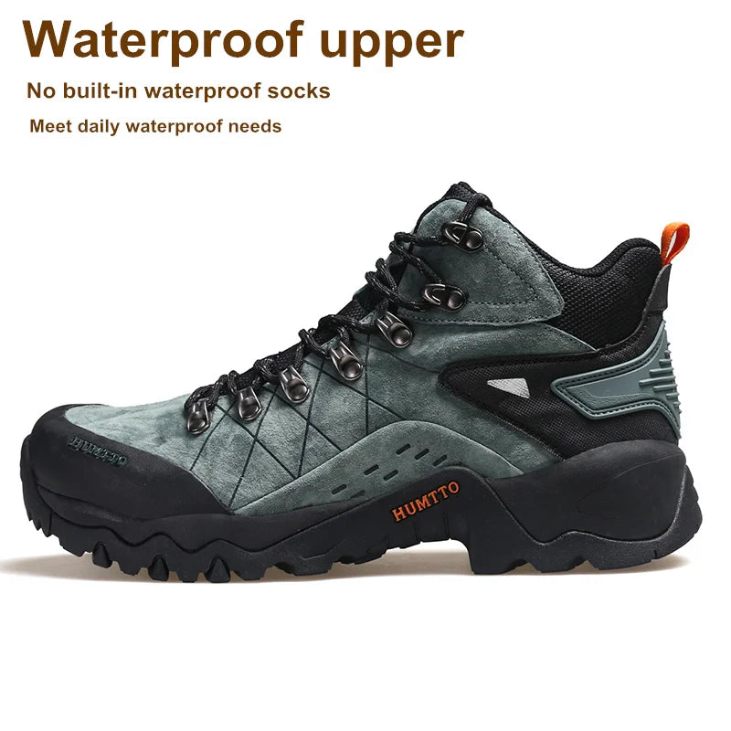 HUMTTO Waterproof Hiking Shoes Winter Leather Hunting Trekking Sneakers for Men Outdoor Sport Walking Tactical Safety Boots Mens