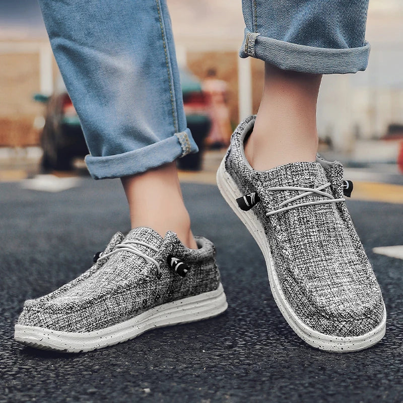 Chaussures décontractées en toile denim pour hommes, grandes tailles, vulcanisées, tendance, de luxe, respirantes, pour l'extérieur