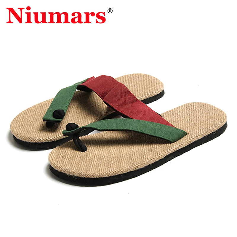 Summer Flax flip flops Women Men Casual Linen Slides Multi-Style Non-Slip EVA Home Flip Flops Indoor Shoes Female Beach Sandals