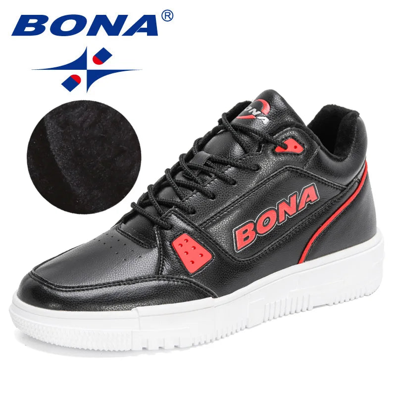BONA 2022 New Designers Winter Sneakers Breathable Warm Plush Casual Shoes Men Flat Shoes Man Anti-Slip Platform Shoe Mansculino