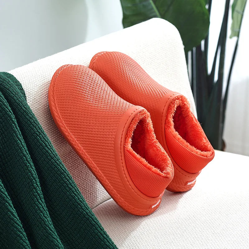 WOIZGIC Chaussons d'intérieur chauds pour femmes, chaussures d'automne et d'hiver en fourrure et peluche EVA, grande taille 35-45