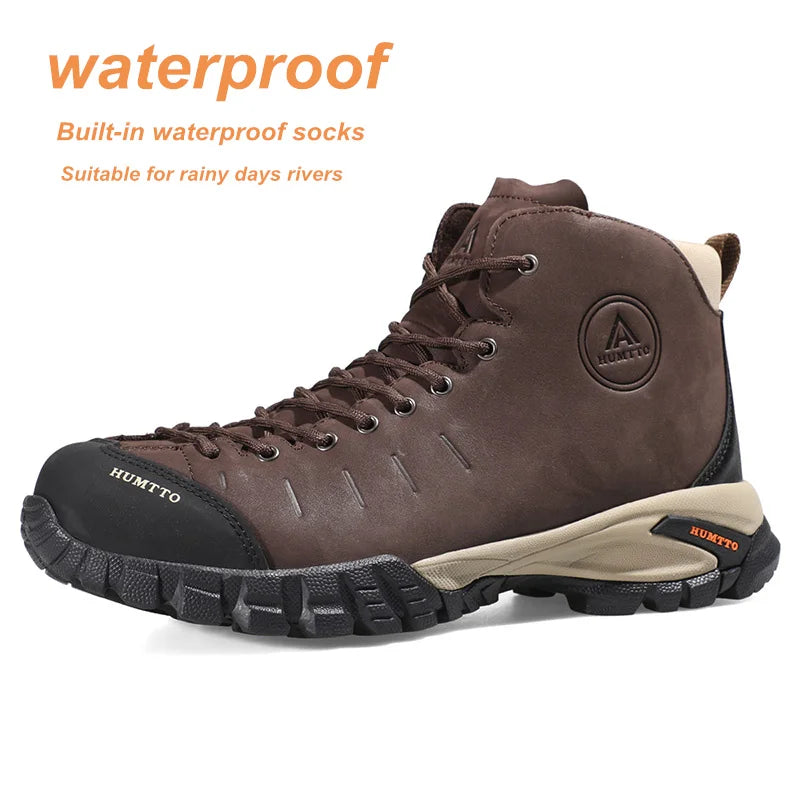 HUMTTO Waterproof Hiking Shoes Winter Leather Hunting Trekking Sneakers for Men Outdoor Sport Walking Tactical Safety Boots Mens