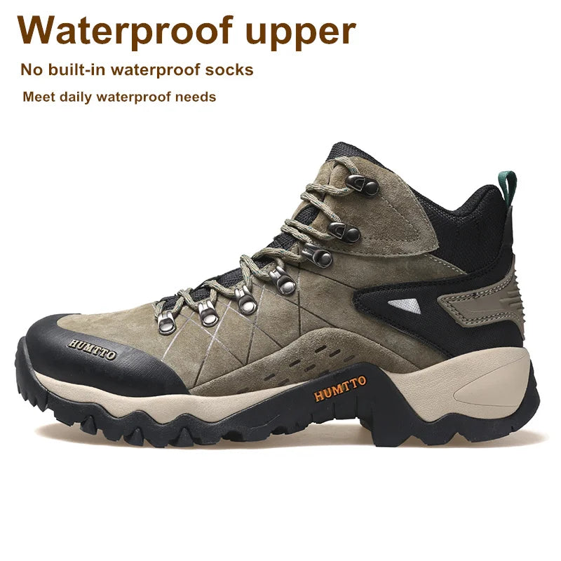 HUMTTO Waterproof Hiking Shoes Winter Leather Hunting Trekking Sneakers for Men Outdoor Sport Walking Tactical Safety Boots Mens