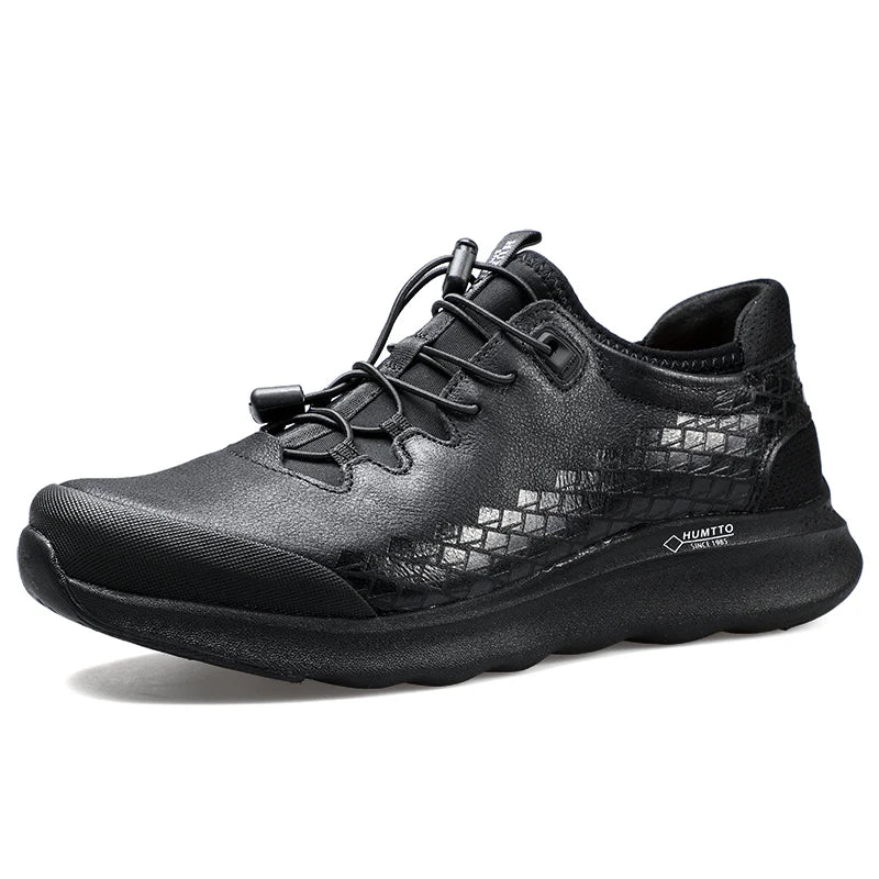 Chaussures de randonnée en cuir véritable de haute qualité pour hommes, baskets d'extérieur à bande élastique, souples, antidérapantes, légères, pour le trekking
