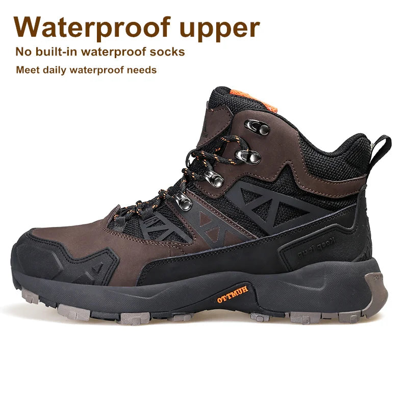 HUMTTO Waterproof Hiking Shoes Winter Leather Hunting Trekking Sneakers for Men Outdoor Sport Walking Tactical Safety Boots Mens