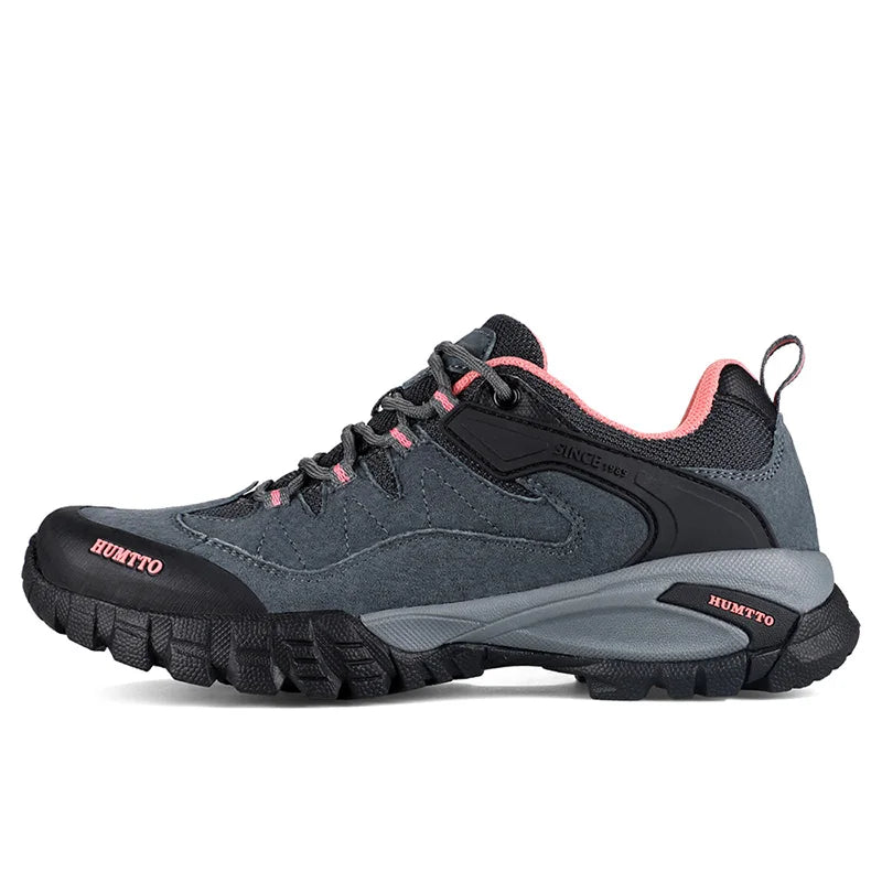 HUMTTO Waterproof Hiking Shoes Men Women Breathable Non-slip Genuine Leather Shoes Outdoor Climbing Trekking Tourism Sneakers