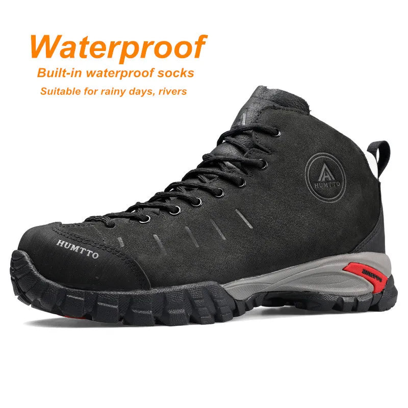 HUMTTO Waterproof Hiking Shoes Winter Leather Hunting Trekking Sneakers for Men Outdoor Sport Walking Tactical Safety Boots Mens