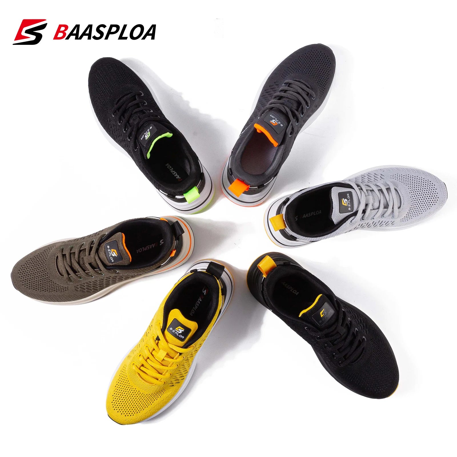 Baasploa Men Running Shoes New Breathable Mesh Sport Shoes Men Classic Casual Sneakers Comfort Walking Non-slip Outdoor Male
