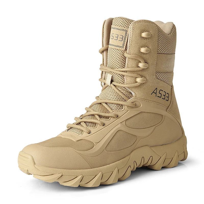 Bottes montantes en cuir de haute qualité pour hommes, respirantes, antidérapantes, idéales pour le combat dans le désert