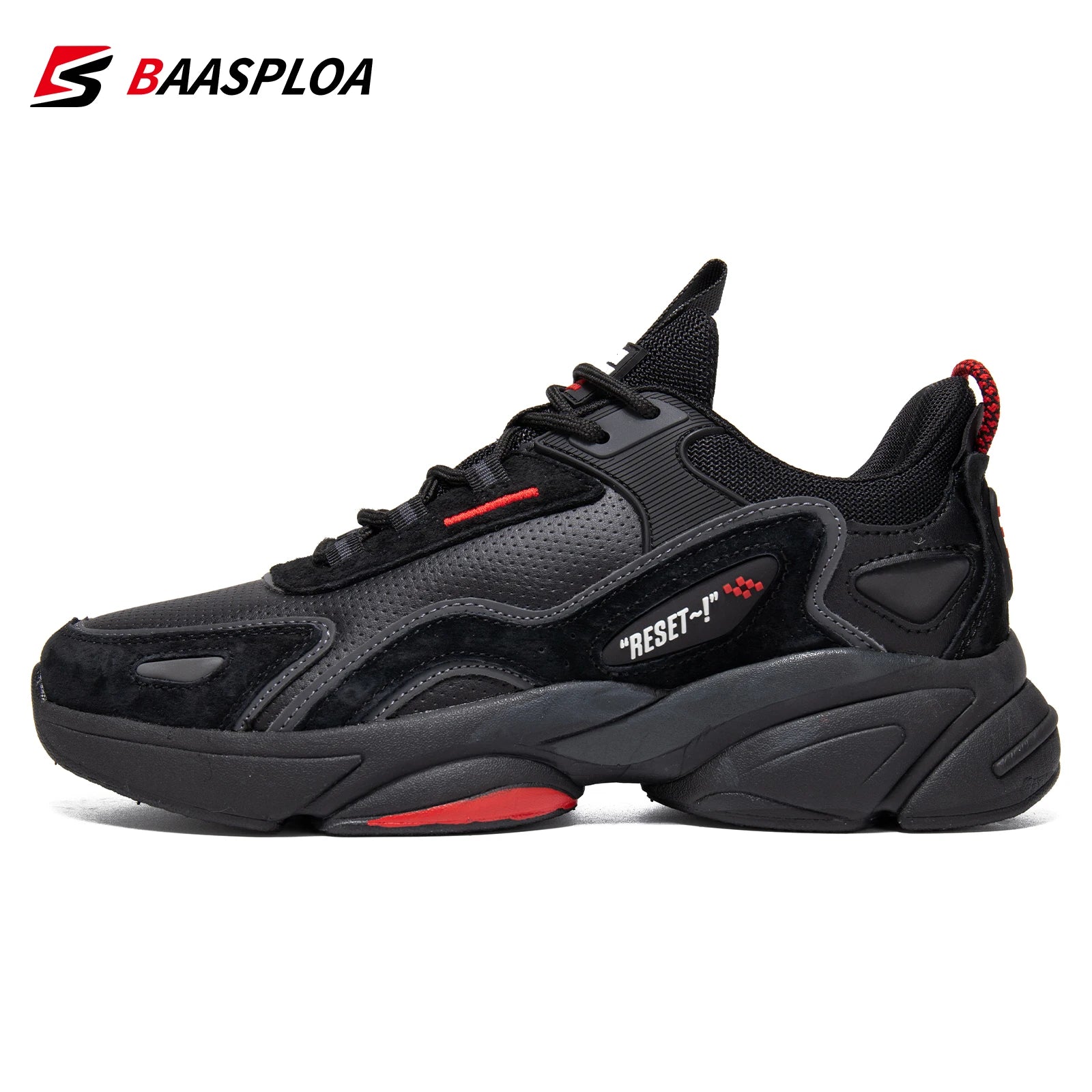 Baasploa Lightweight Running Shoes For Men New Men's Designer Leather Casual Sneakers Lace Up Male Outdoor Sports Shoes Tennis