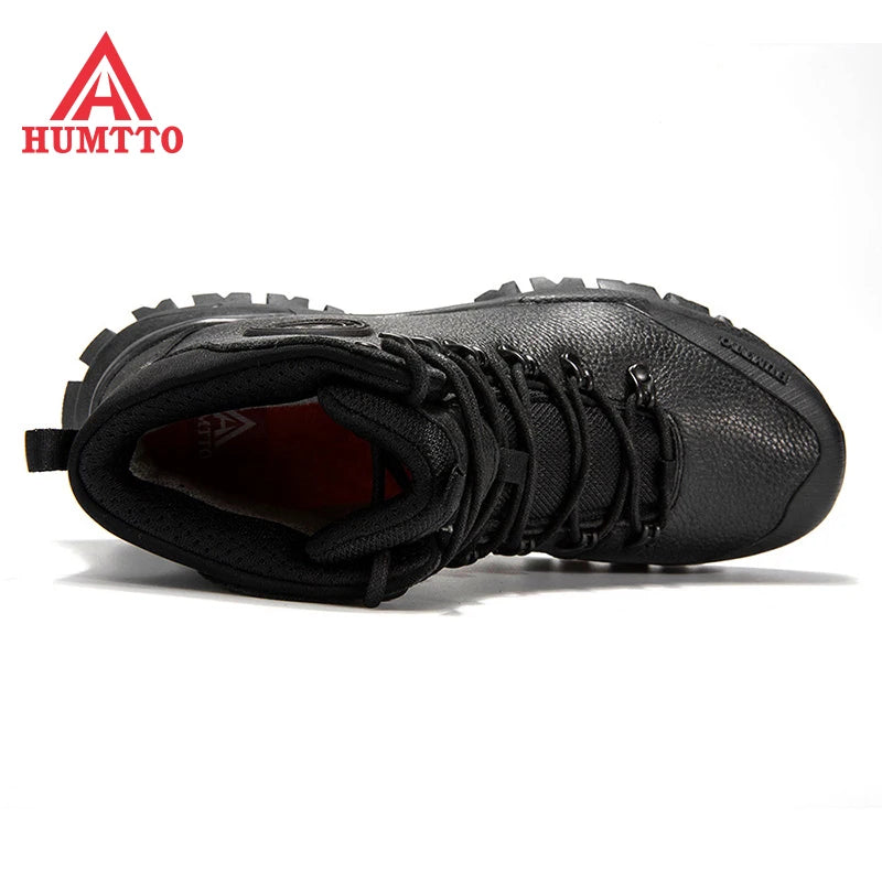 Chaussures de randonnée respirantes HUMTTO pour hommes, chaussures d'hiver imperméables pour escalade en plein air, bottes tactiques en cuir pour hommes