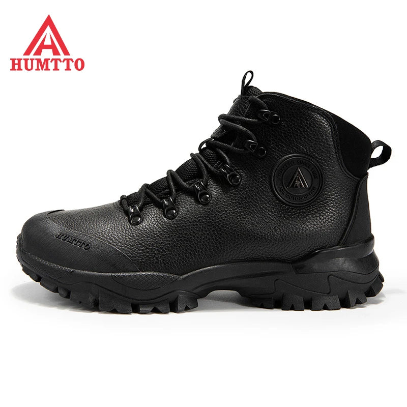 Chaussures de randonnée respirantes HUMTTO pour hommes, chaussures d'hiver imperméables pour escalade en plein air, bottes tactiques en cuir pour hommes