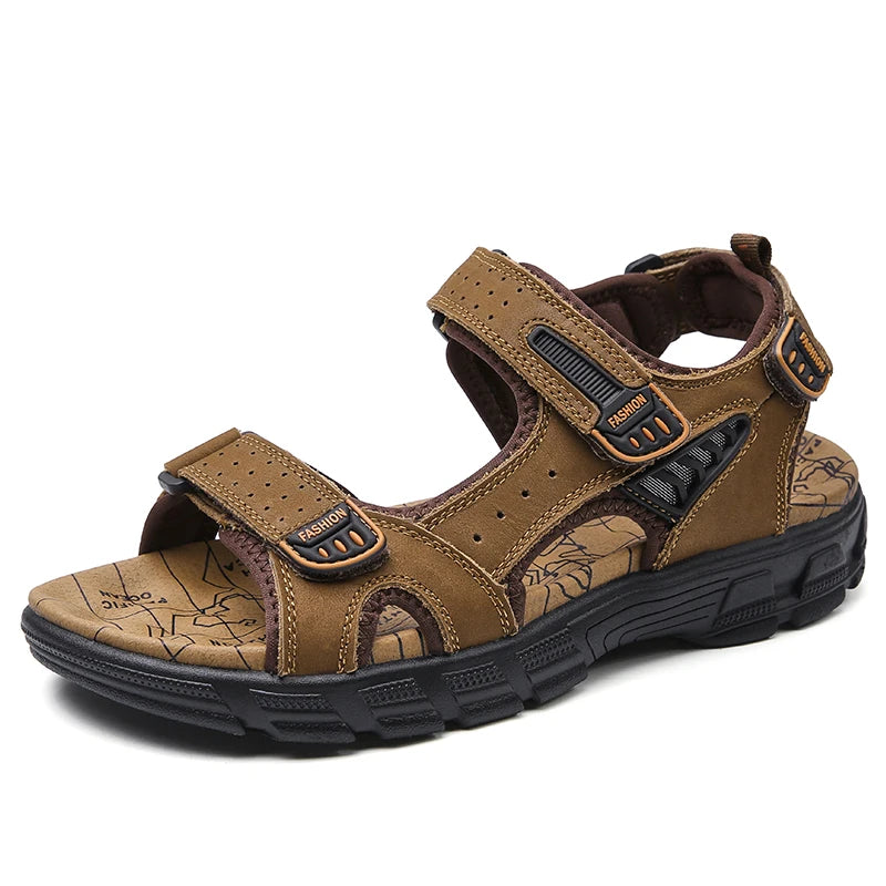Sandales classiques pour hommes, sandales d'été en cuir véritable, sandales d'extérieur décontractées et légères, baskets tendance pour hommes, tailles 38 à 46